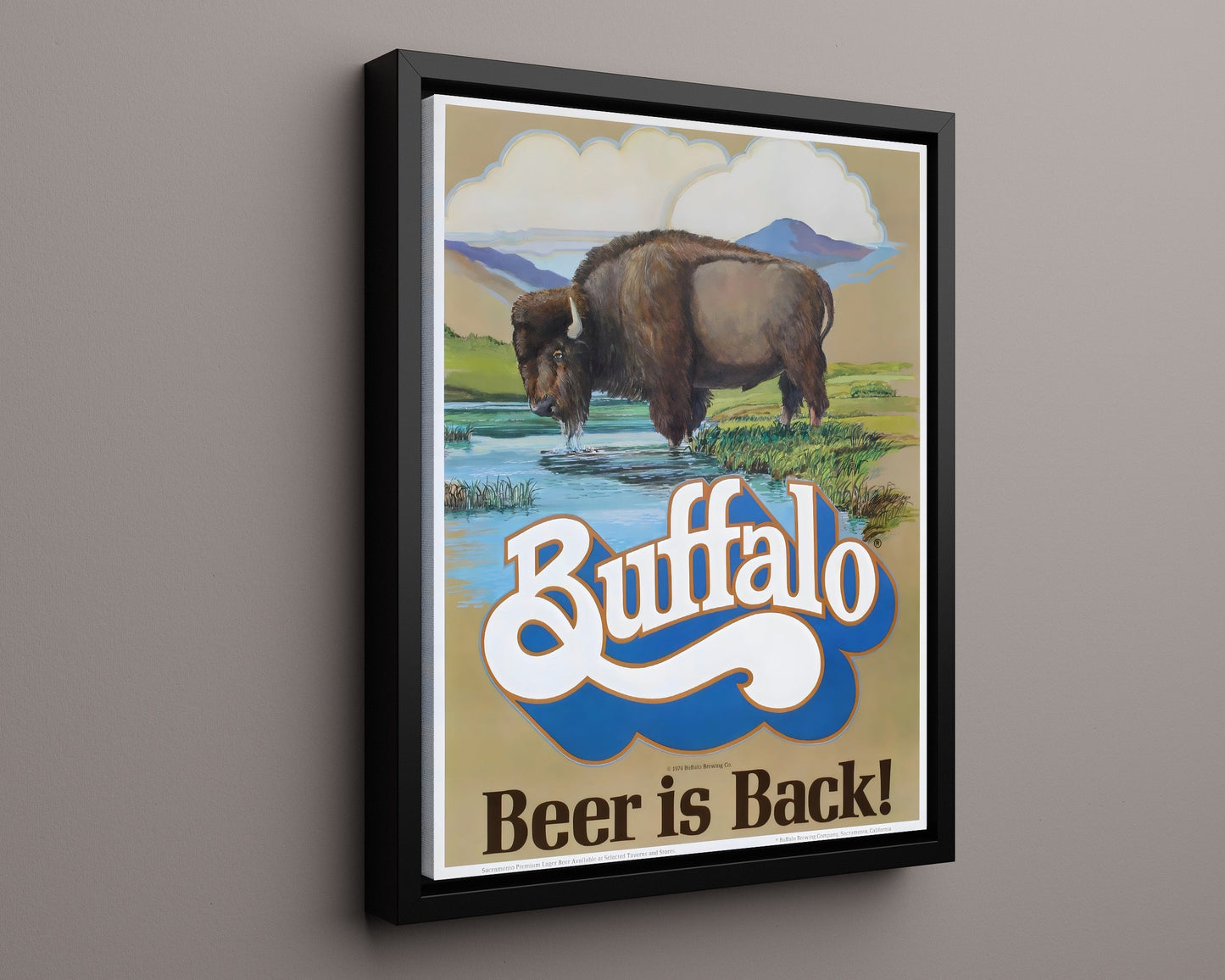 Vintage Advertisement Poster - Buffalo Beer - A bison-sized thirst quencher 20x24 Canvas vintage advertising wall art print – Vintage Advertising decor