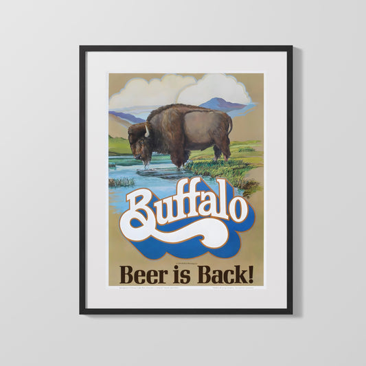 Vintage Advertisement Poster - Buffalo Beer - A bison-sized thirst quencher Vintage Advertising Vintage Framed Prints Gallery Frame 16x20