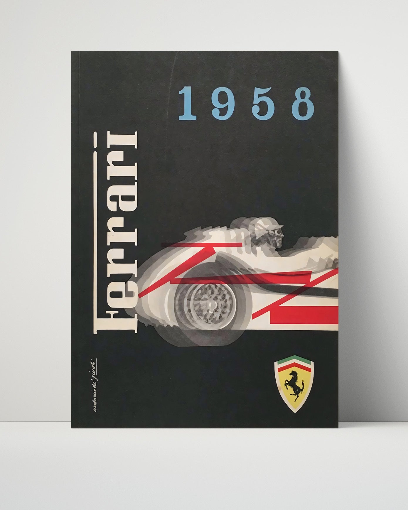 Vintage Advertisement Poster - Ferrari 1958 - Racing into history at full speed 16x20 Unframed Print vintage advertising wall art print – Vintage Advertising decor