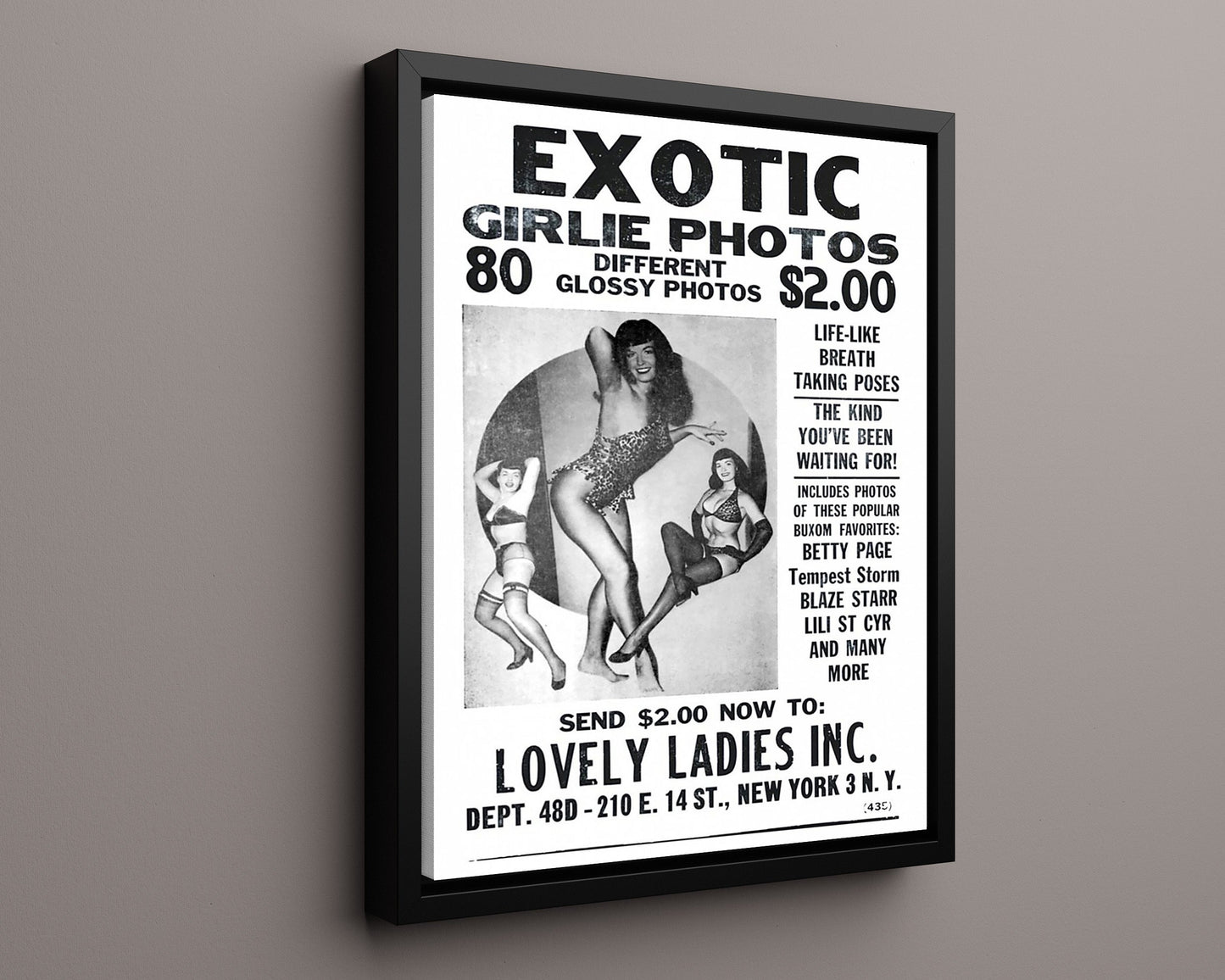 Vintage Advertisement Poster - Girlie Photos - Glamour for two bucks 20x24 Canvas vintage advertising wall art print – Vintage Advertising decor