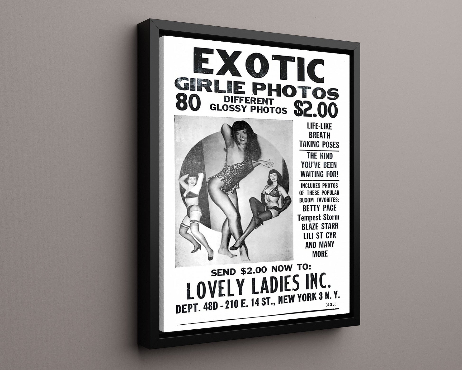 Vintage Advertisement Poster - Girlie Photos - Glamour for two bucks 20x24 Canvas vintage advertising wall art print – Vintage Advertising decor