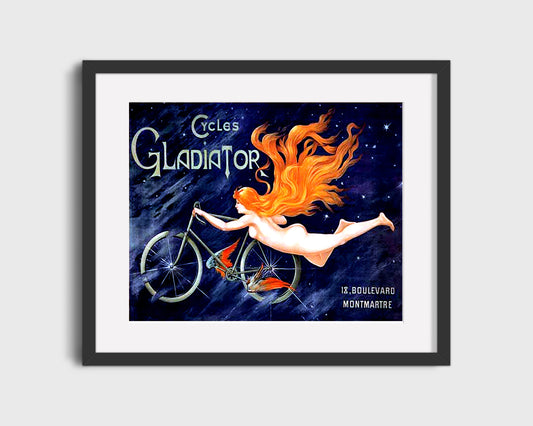 Vintage Advertisement Poster - Gladiator Cycles - Riding wild through the stars Vintage Advertising Vintage Framed Prints Gallery Frame 16x20