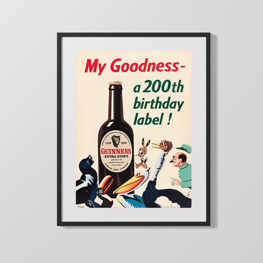 Vintage Advertisement Poster - Guinness Extra Stout - Celebrating 200 years with cheer Vintage Advertising Vintage Framed Prints Gallery Frame 16x20