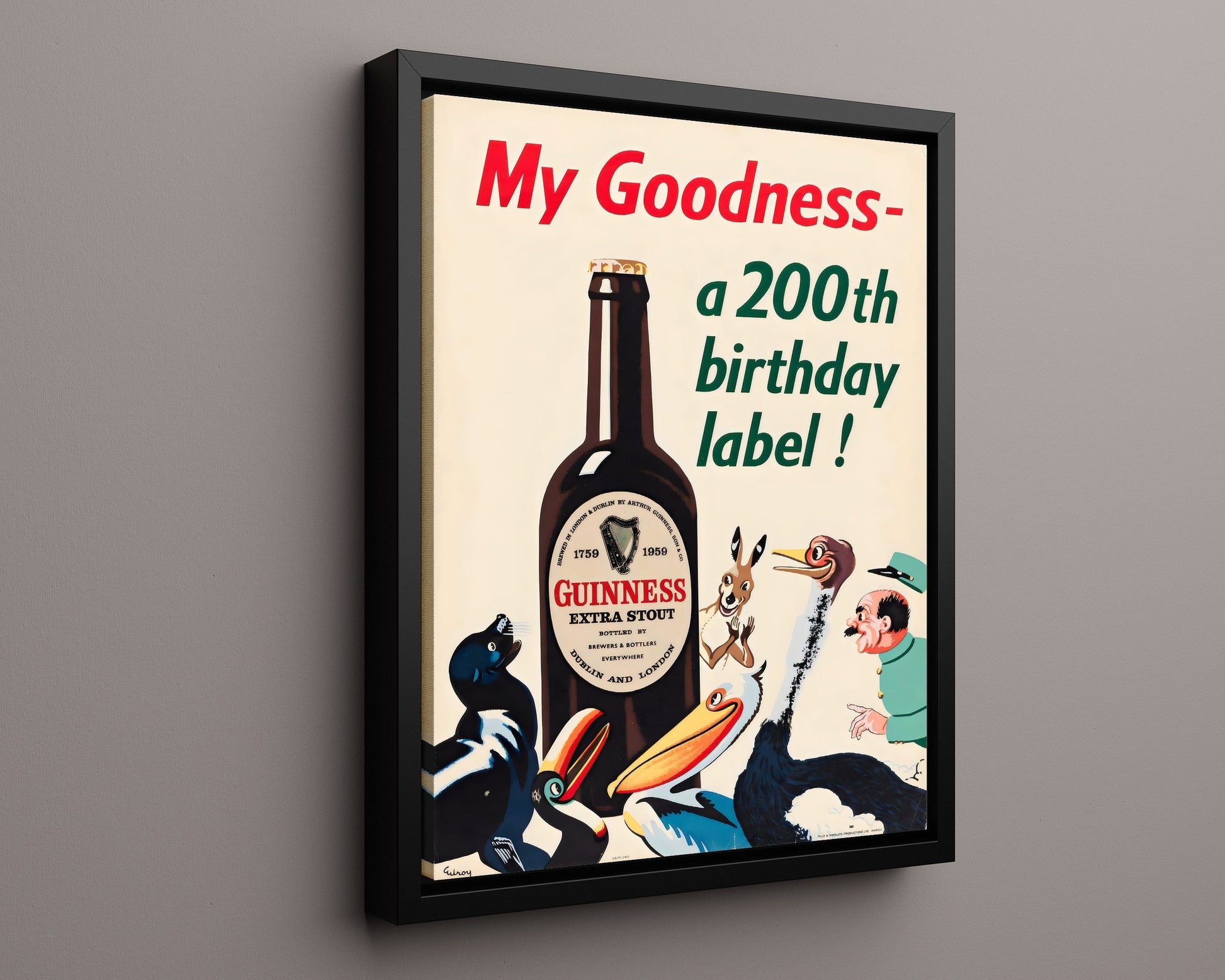 Vintage Advertisement Poster - Guinness Extra Stout - Celebrating 200 years with cheer 20x24 Canvas vintage advertising wall art print – Vintage Advertising decor