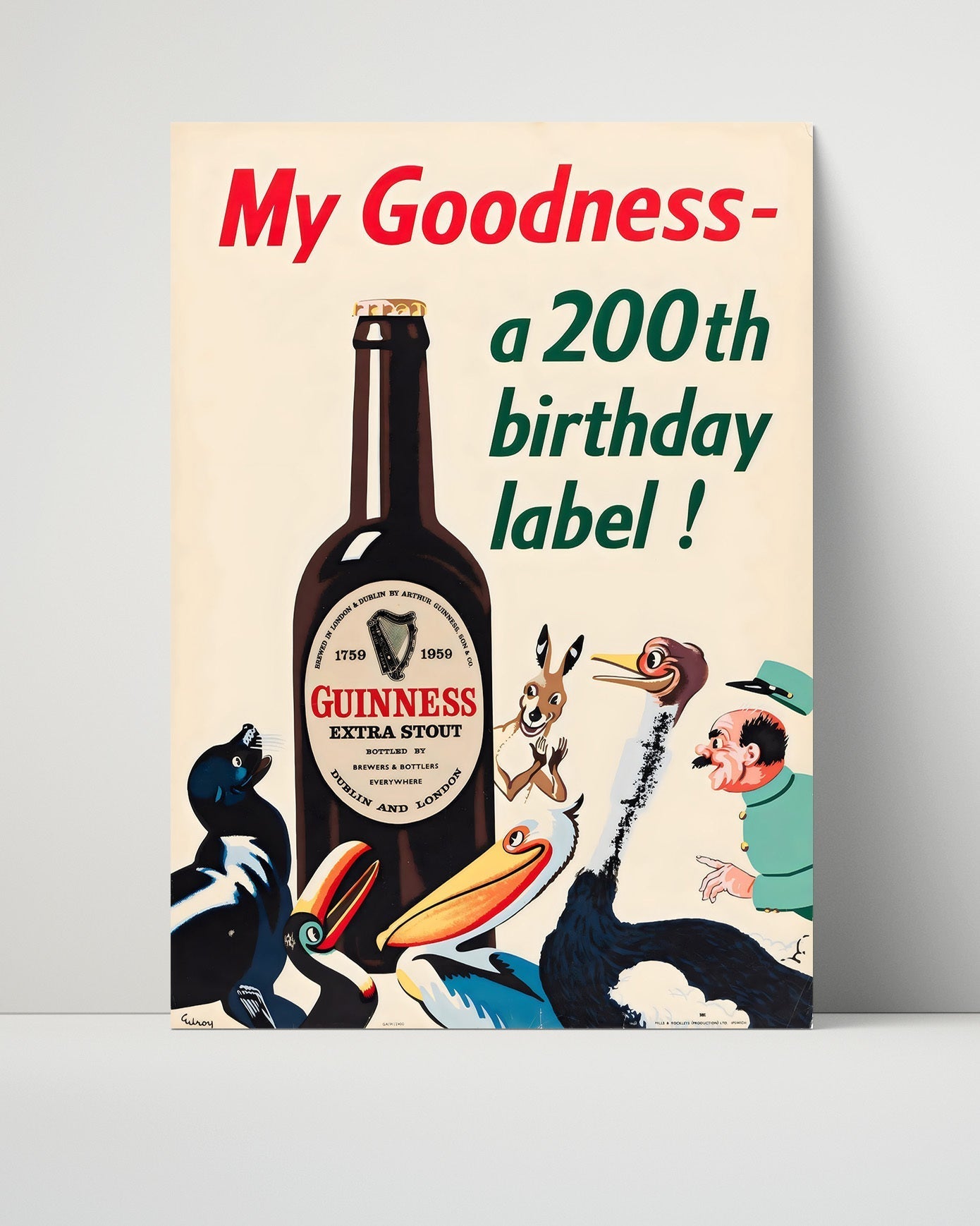 Vintage Advertisement Poster - Guinness Extra Stout - Celebrating 200 years with cheer 16x20 Unframed Print vintage advertising wall art print – Vintage Advertising decor