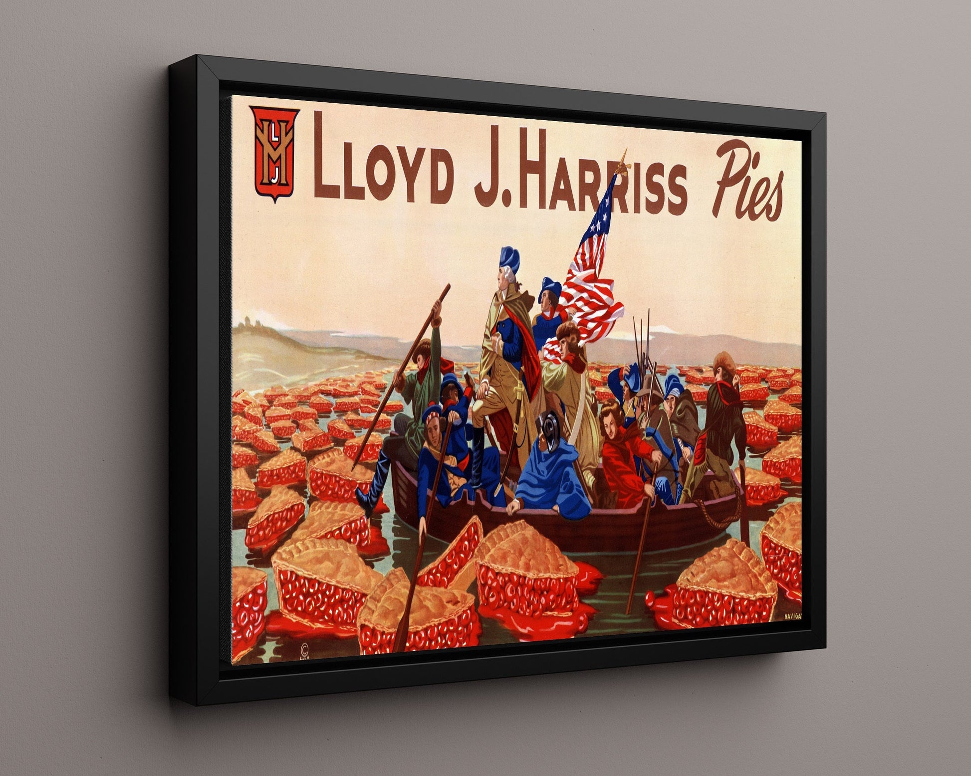 Vintage Advertisement Poster - Lloyd J. Harriss Pies - Crossing the dessert Delaware 20x24 Canvas vintage advertising wall art print – Vintage Advertising decor