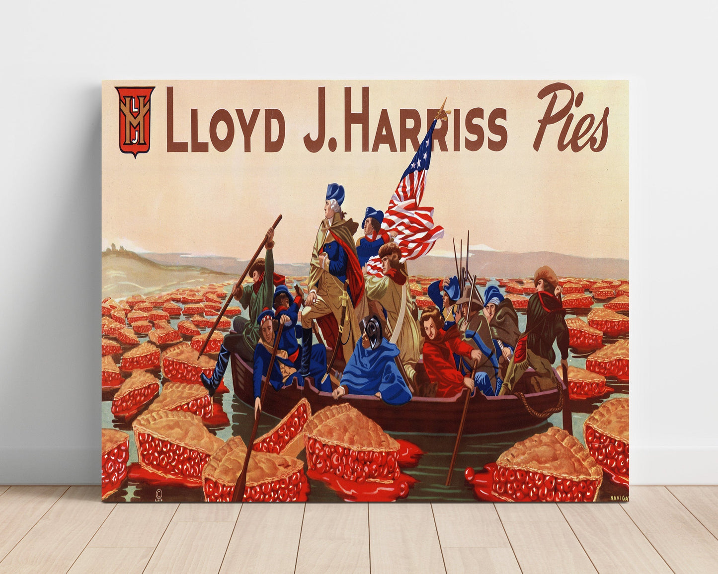 Vintage Advertisement Poster - Lloyd J. Harriss Pies - Crossing the dessert Delaware 16x20 Unframed Print vintage advertising wall art print – Vintage Advertising decor