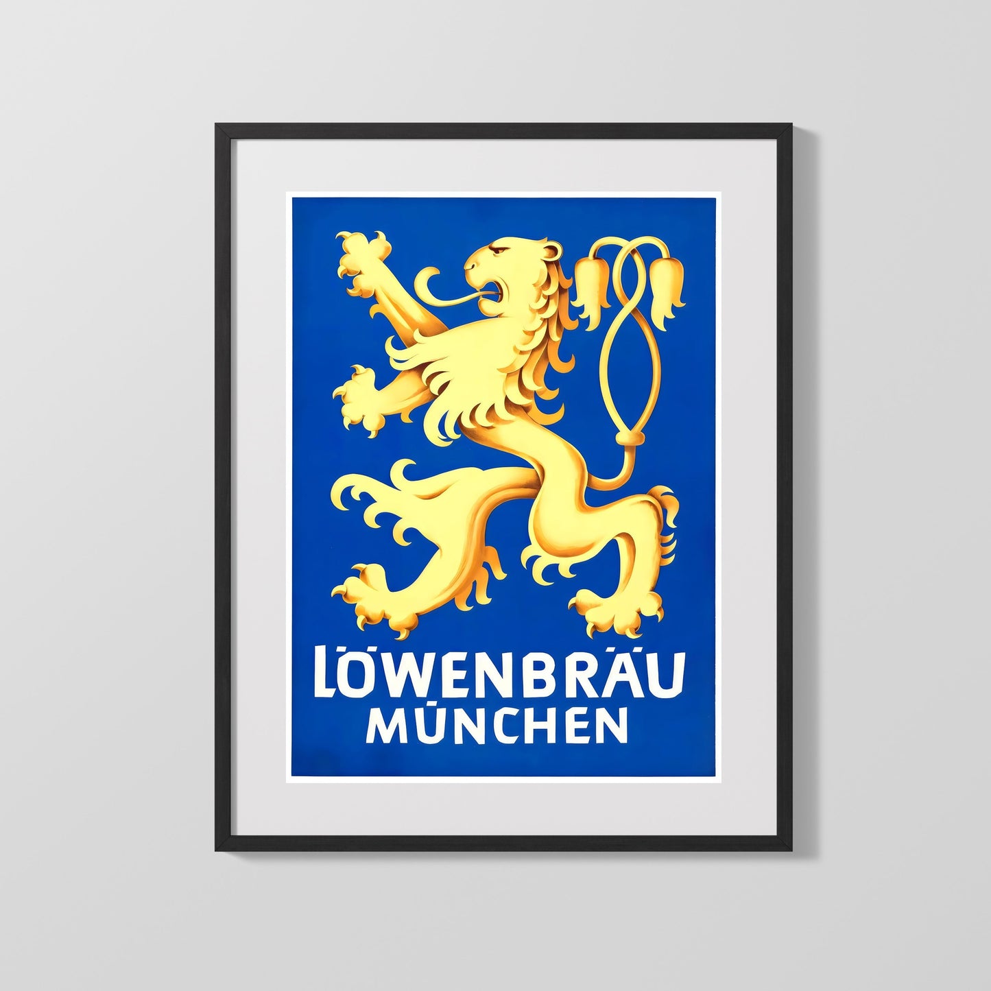 Vintage Advertisement Poster - Lowenbrau Munchen - Roaring with Bavarian pride 16x20 Gallery Frame vintage advertising wall art print – Vintage Advertising decor