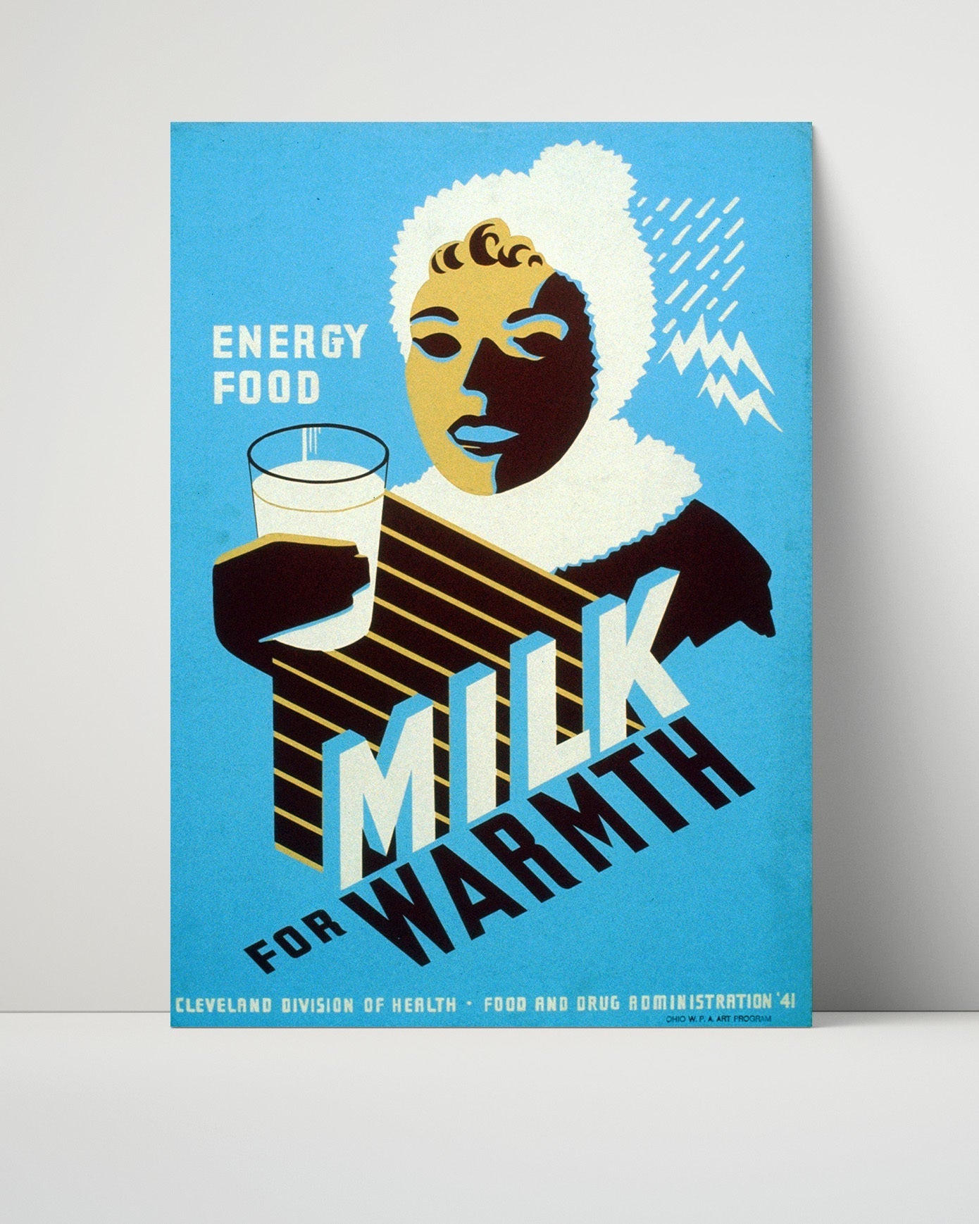 Vintage Advertisement Poster - Milk for Warmth - A glass against the cold 16x20 Unframed Print vintage advertising wall art print – Vintage Advertising decor