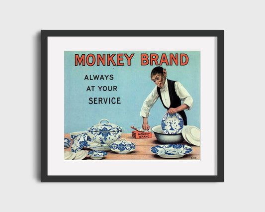 Vintage Advertisement Poster - Monkey Brand - So clean its bananas Vintage Advertising Vintage Framed Prints Gallery Frame 16x20