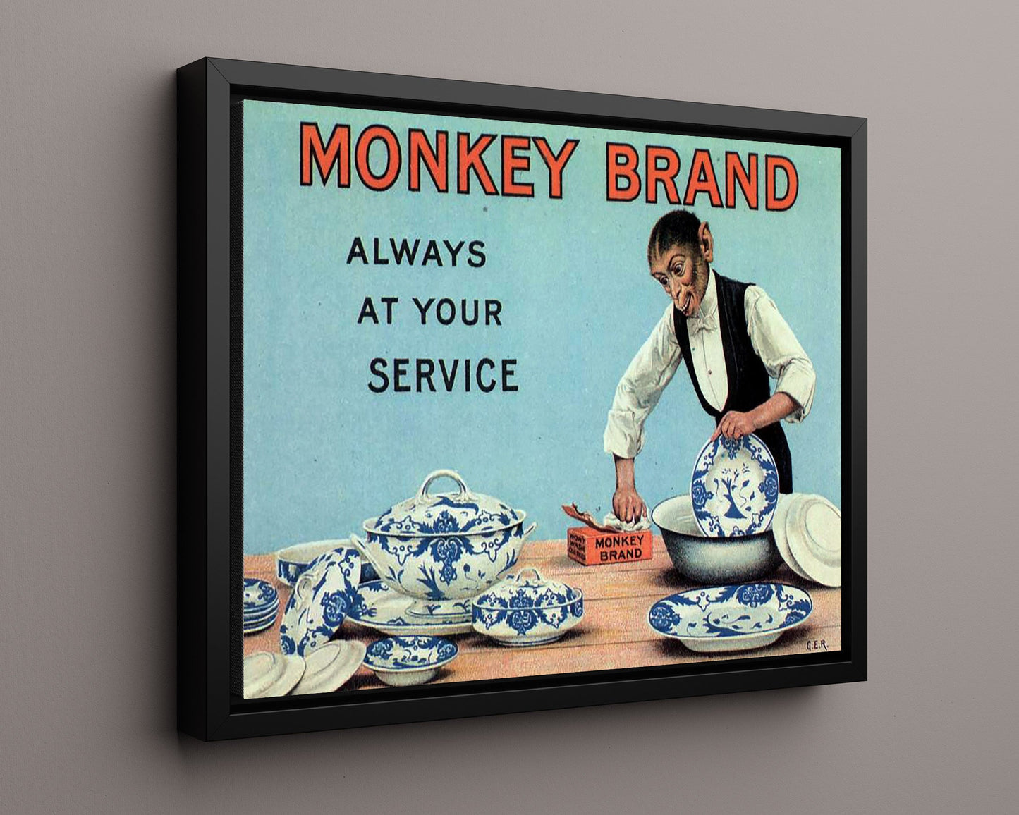 Vintage Advertisement Poster - Monkey Brand - So clean its bananas 20x24 Canvas vintage advertising wall art print – Vintage Advertising decor