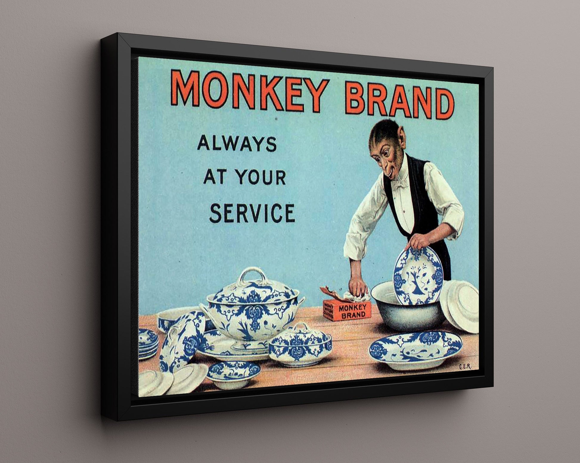 Vintage Advertisement Poster - Monkey Brand - So clean its bananas 20x24 Canvas vintage advertising wall art print – Vintage Advertising decor