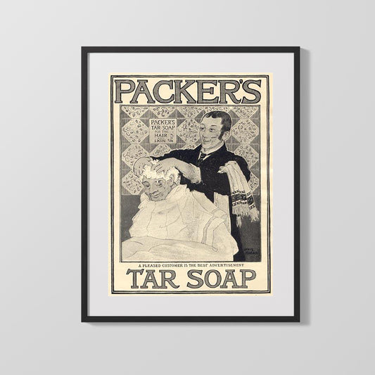 Vintage Advertisement Poster - Packers Tar Soap - A lather that lasts Vintage Advertising Vintage Framed Prints Gallery Frame 16x20