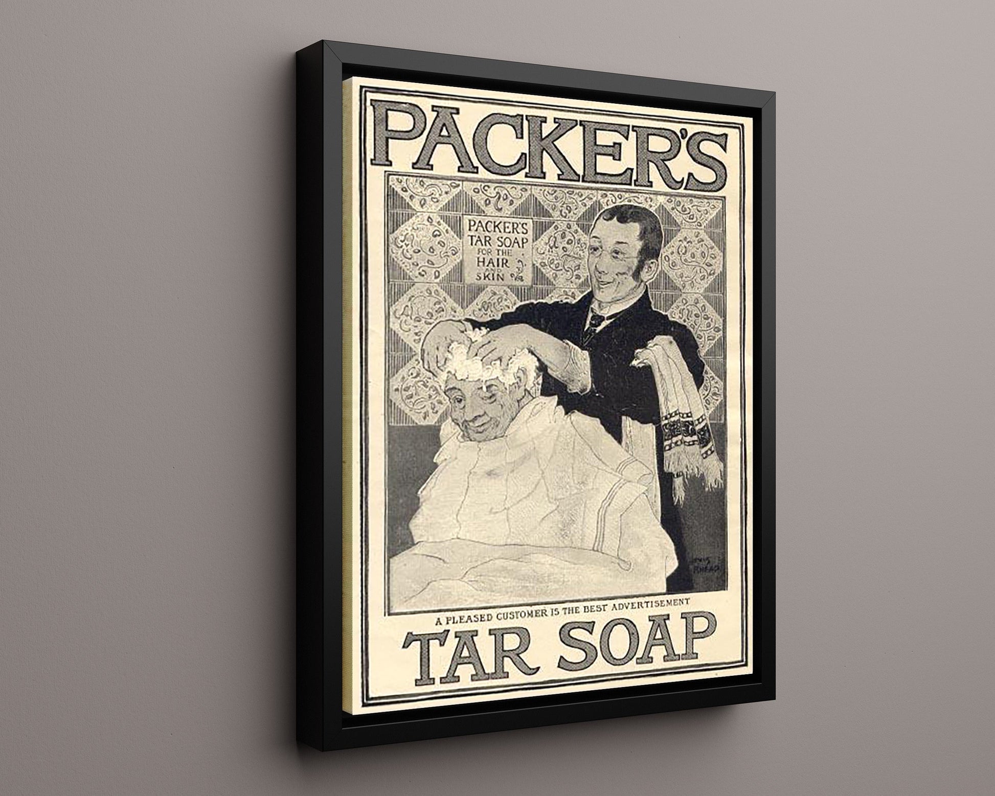 Vintage Advertisement Poster - Packers Tar Soap - A lather that lasts 20x24 Canvas vintage advertising wall art print – Vintage Advertising decor