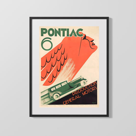 Vintage Advertisement Poster - Pontiac 6 - Power in motion with style Vintage Advertising Vintage Framed Prints Gallery Frame 16x20