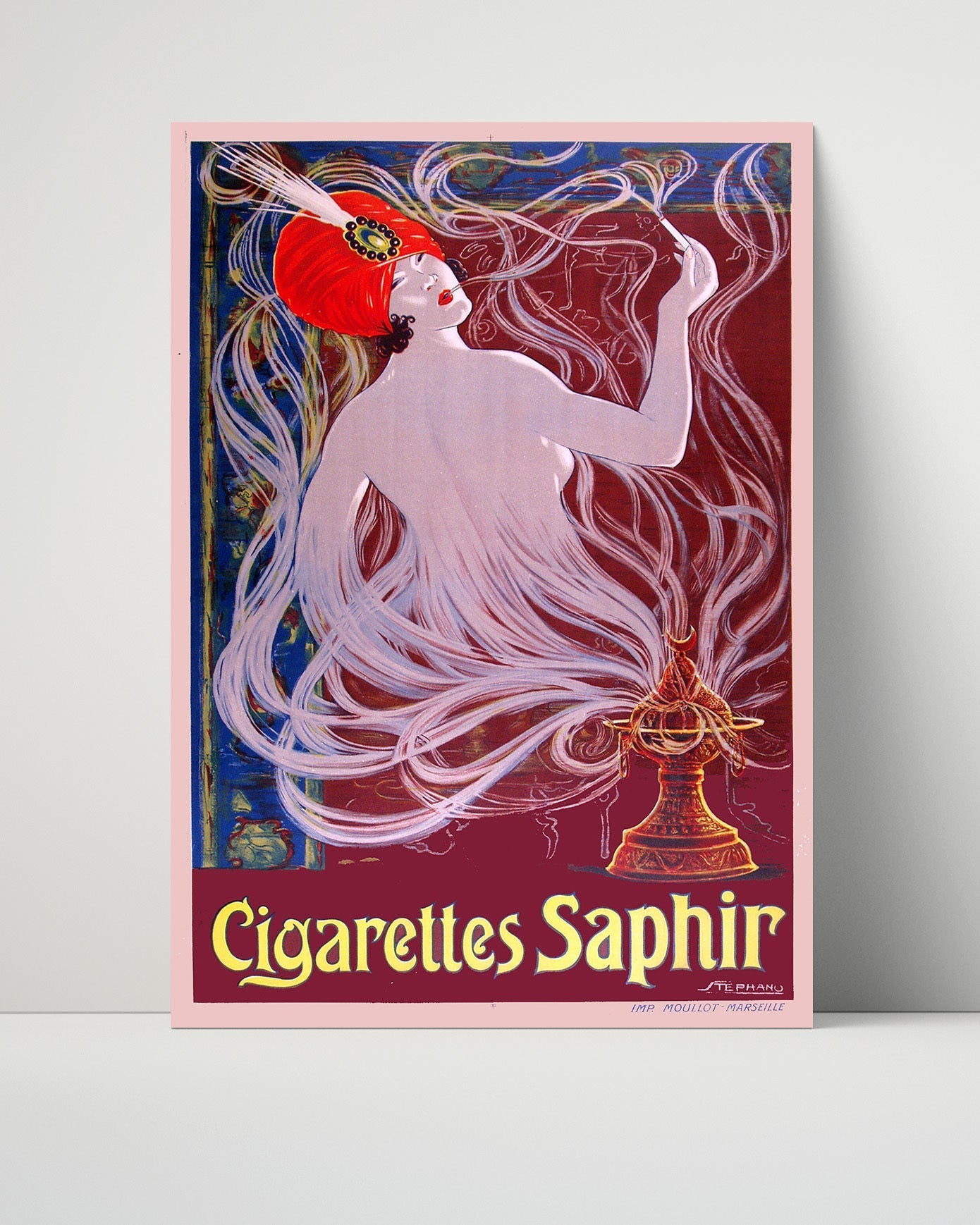 Vintage Advertisement Poster - Saphir Cigarettes - Smoke with a jeweled touch 16x20 Unframed Print vintage advertising wall art print – Vintage Advertising decor