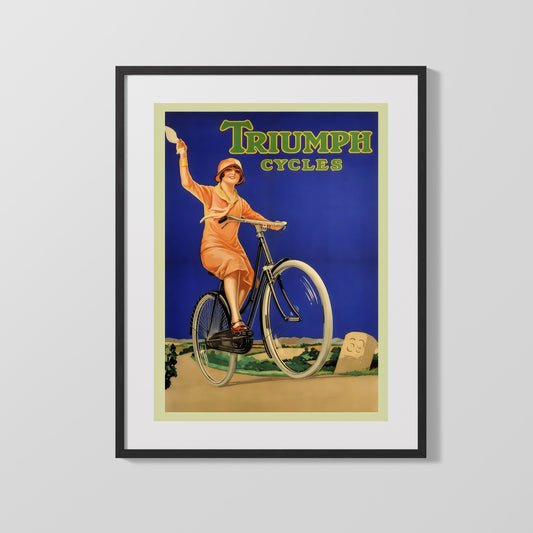 Vintage Advertisement Poster - Triumph Cycles - Ride with elegance and ease Vintage Advertising Vintage Framed Prints Gallery Frame 16x20