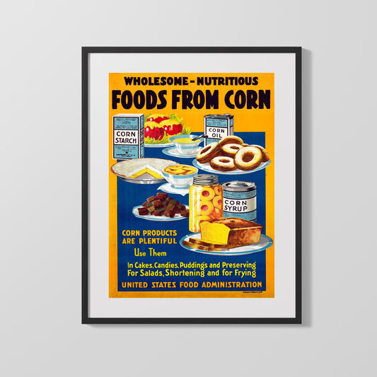 Vintage Advertisement Poster - USFA Food from Corn - Golden goodness in every bite Vintage Advertising Vintage Framed Prints Gallery Frame 16x20