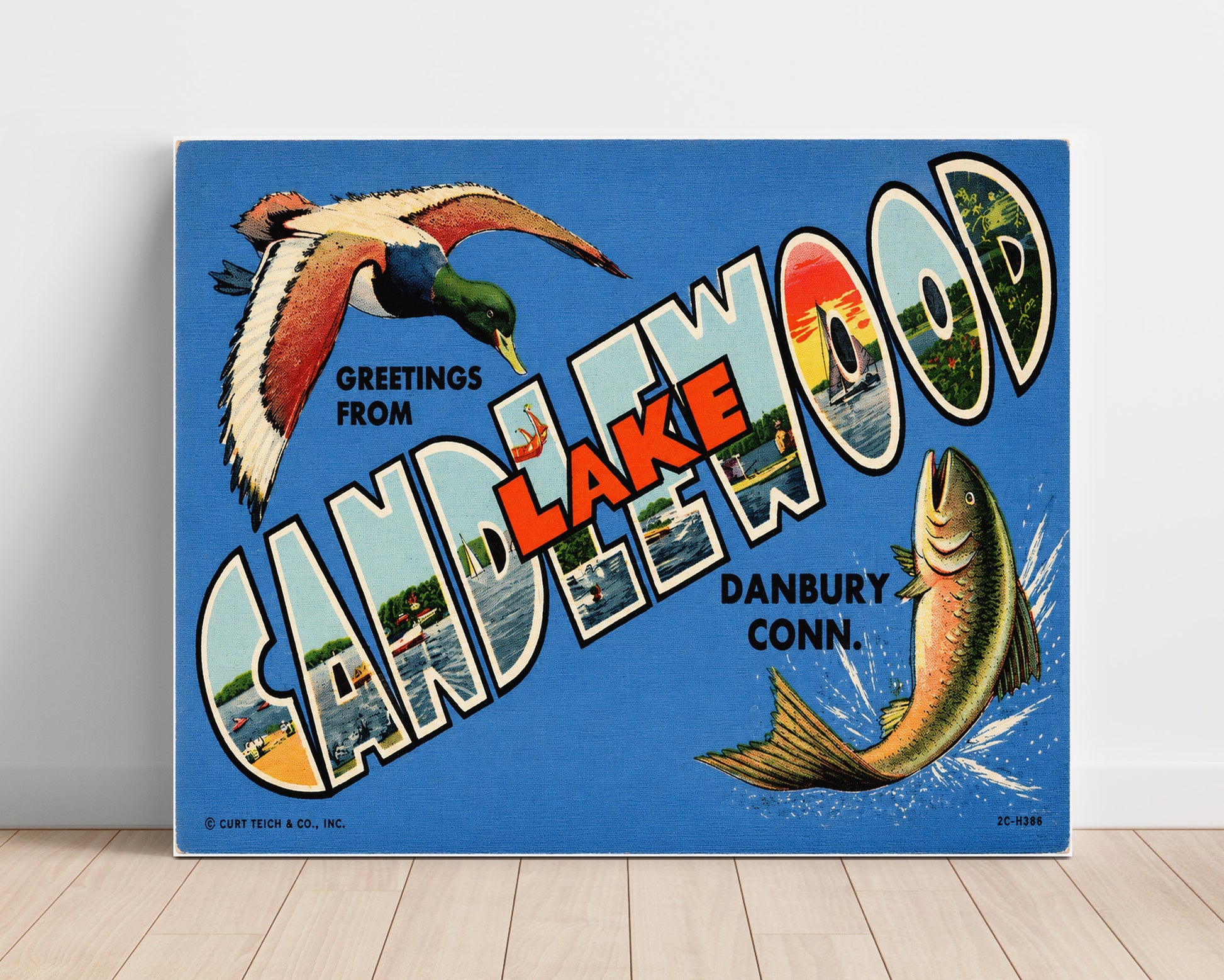 Candlewood Lake, Connecticut Vintage Postcard - Vintage American Wall Art Unframed 8x10 in Plastic Sleeve wall art print – unframed decor