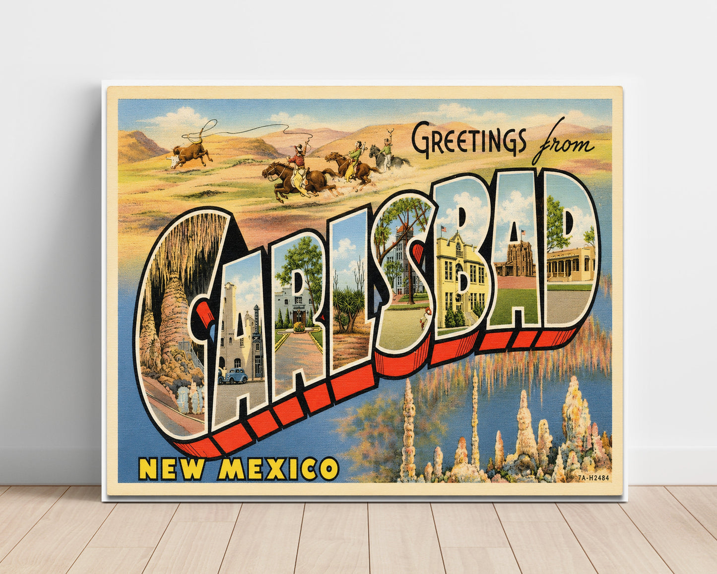 Carlsbad, New Mexico Vintage Postcard - Vintage American Wall Art Unframed 8x10 in Plastic Sleeve wall art print – unframed decor