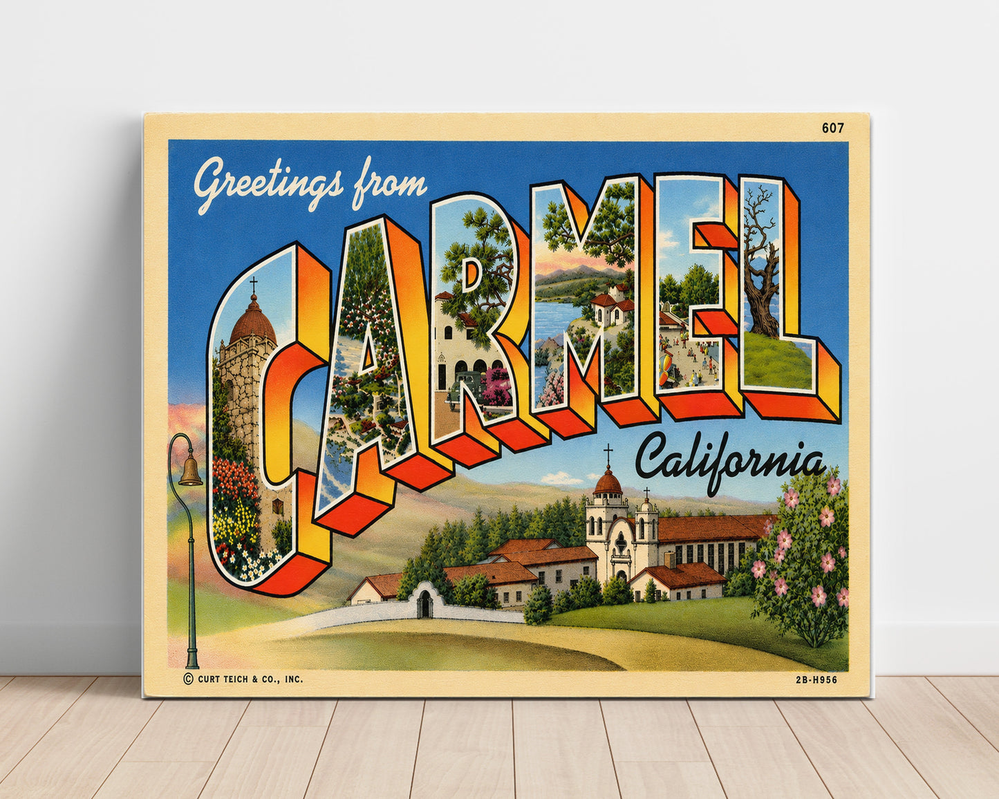 Carmel, California Vintage Postcard - Vintage American Wall Art Unframed 8x10 in Plastic Sleeve wall art print – unframed decor