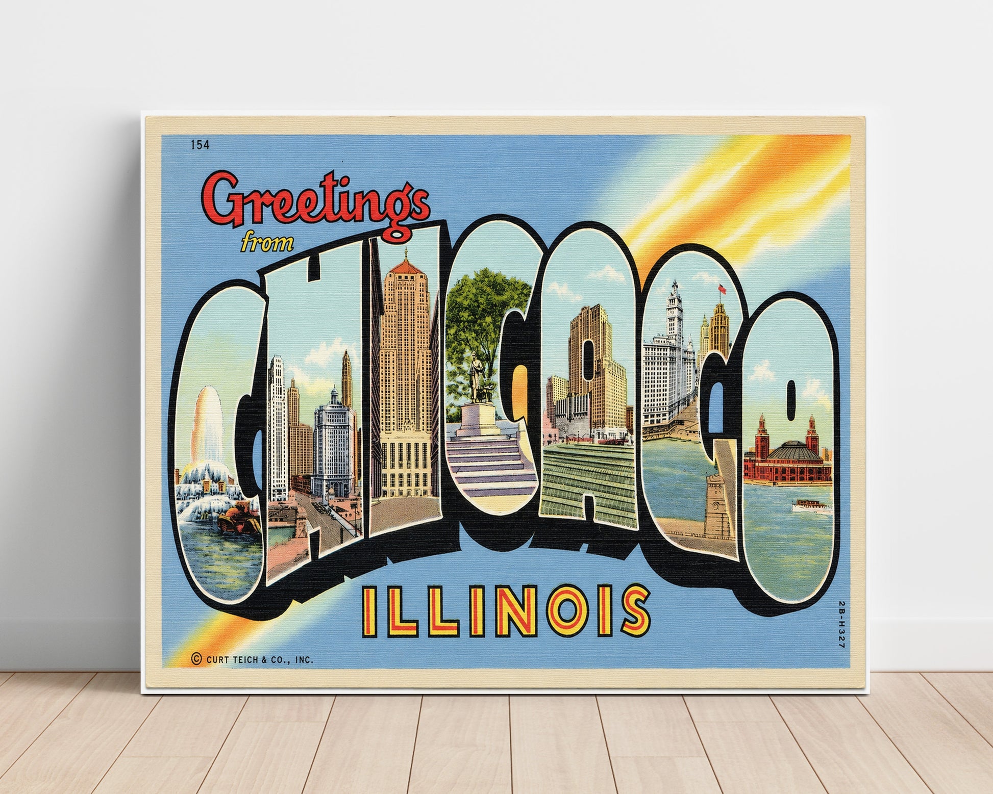 Chicago Illinois - Skyline Vintage Postcard - Vintage American Wall Art Unframed 8x10 in Plastic Sleeve wall art print – unframed decor