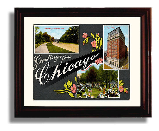 Greetings from Clearwater, Florida 8x10 Beveled Frame vintage postcard wall art