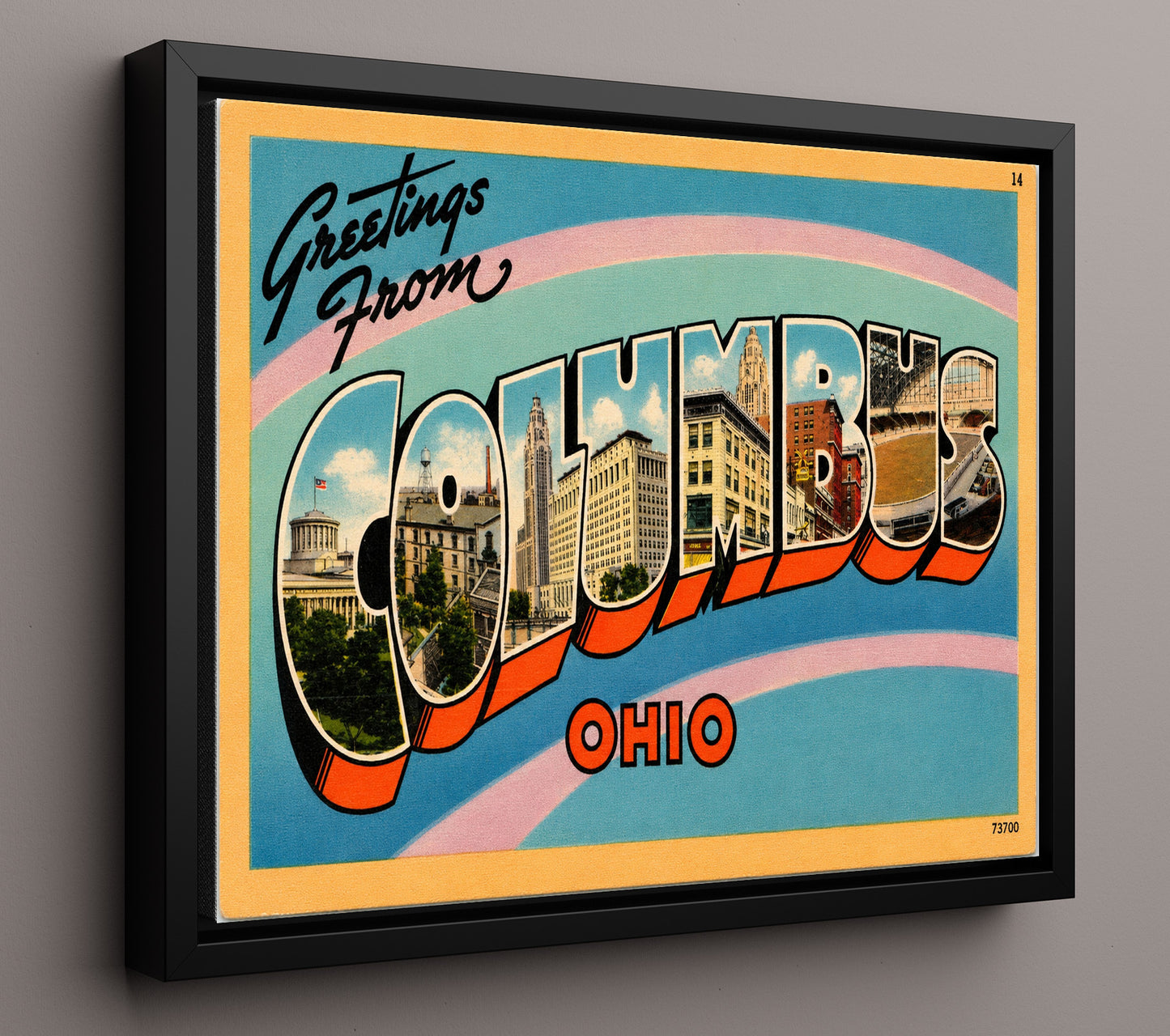 Greetings from Columbus, Ohio 8x10 Framed Canvas vintage postcard wall art