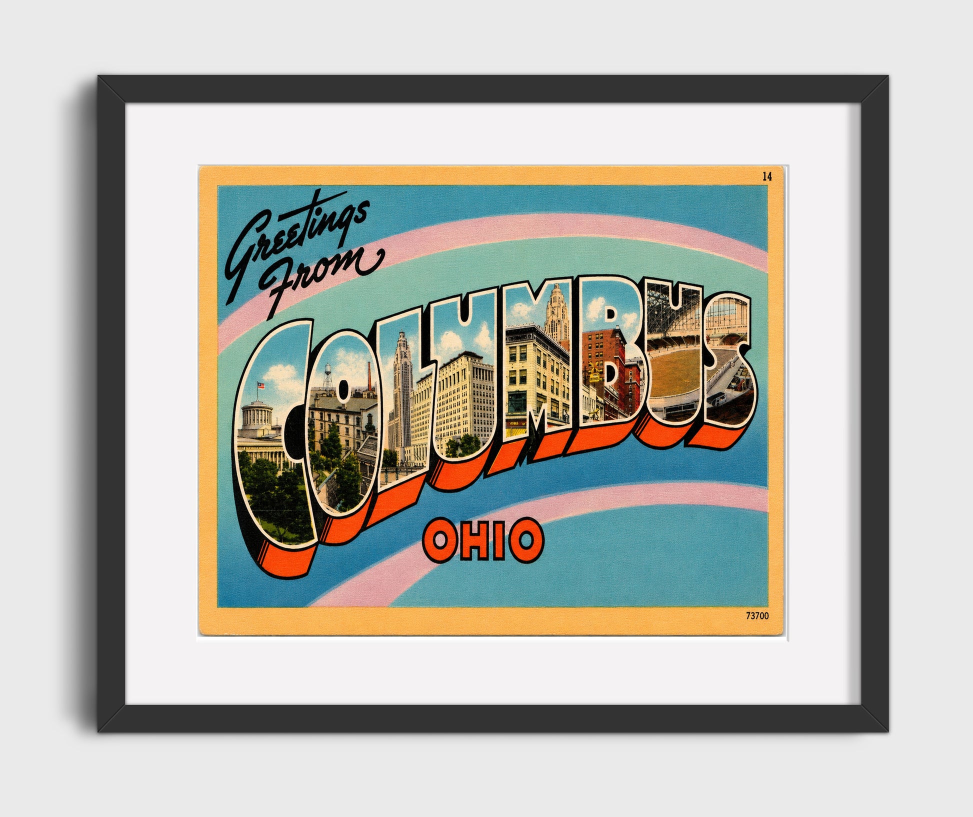 Greetings from Columbus, Ohio 16x20 Gallery Frame vintage postcard wall art