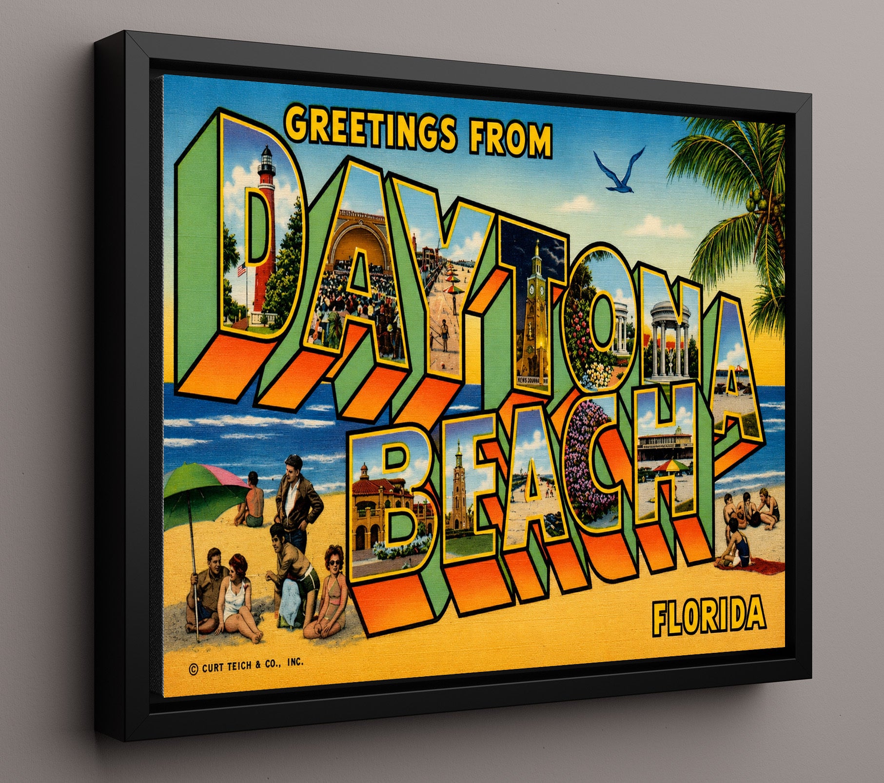 Greetings from Daytona Beach, Florida 8x10 Framed Canvas vintage postcard wall art