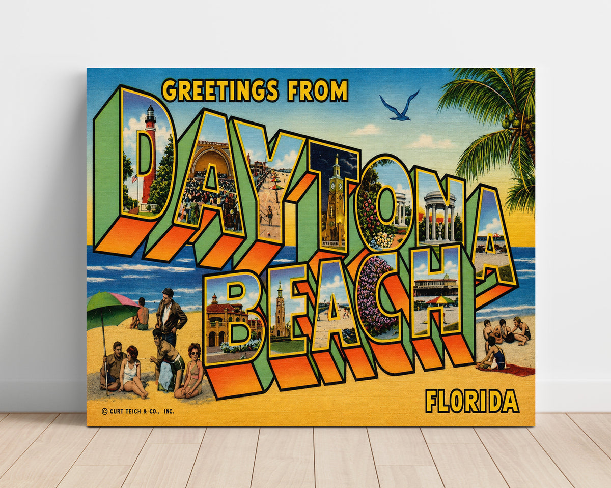 Greetings from Daytona Beach, Florida 8x10 Unframed Print vintage postcard wall art