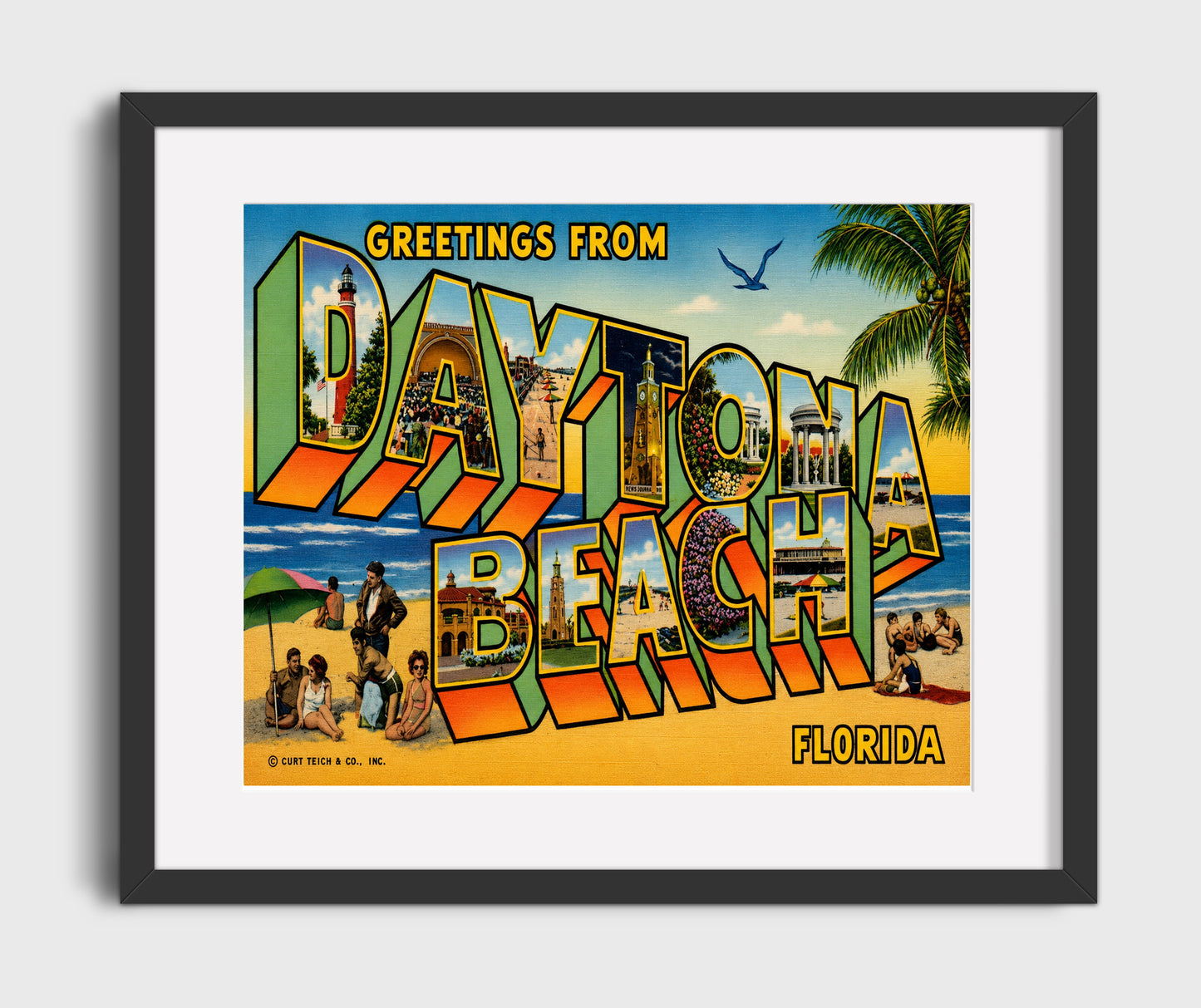 Greetings from Daytona Beach, Florida 16x20 Gallery Frame vintage postcard wall art