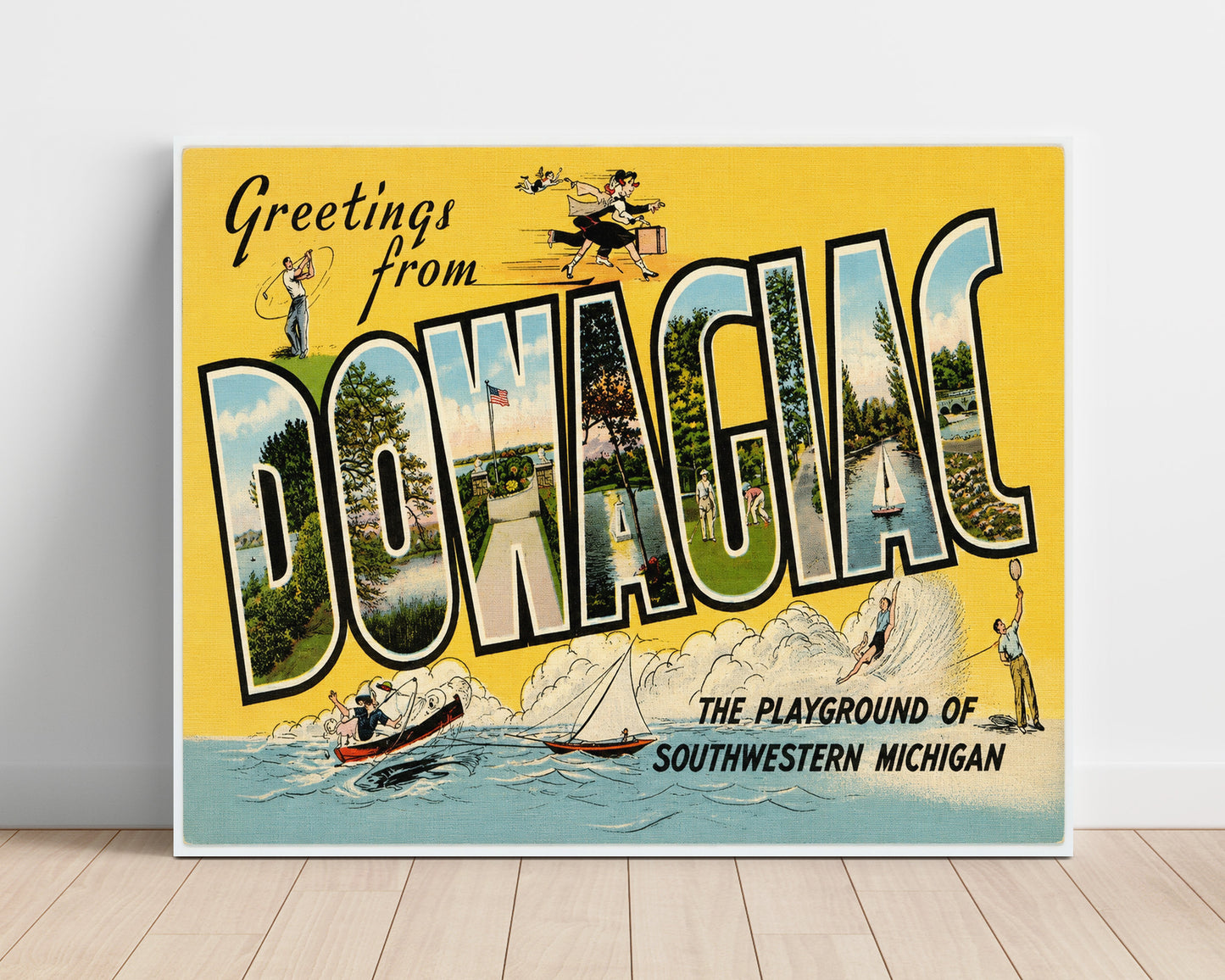Dowagiac, Michigan Vintage Postcard - Vintage American Wall Art Unframed 8x10 in Plastic Sleeve wall art print – unframed decor
