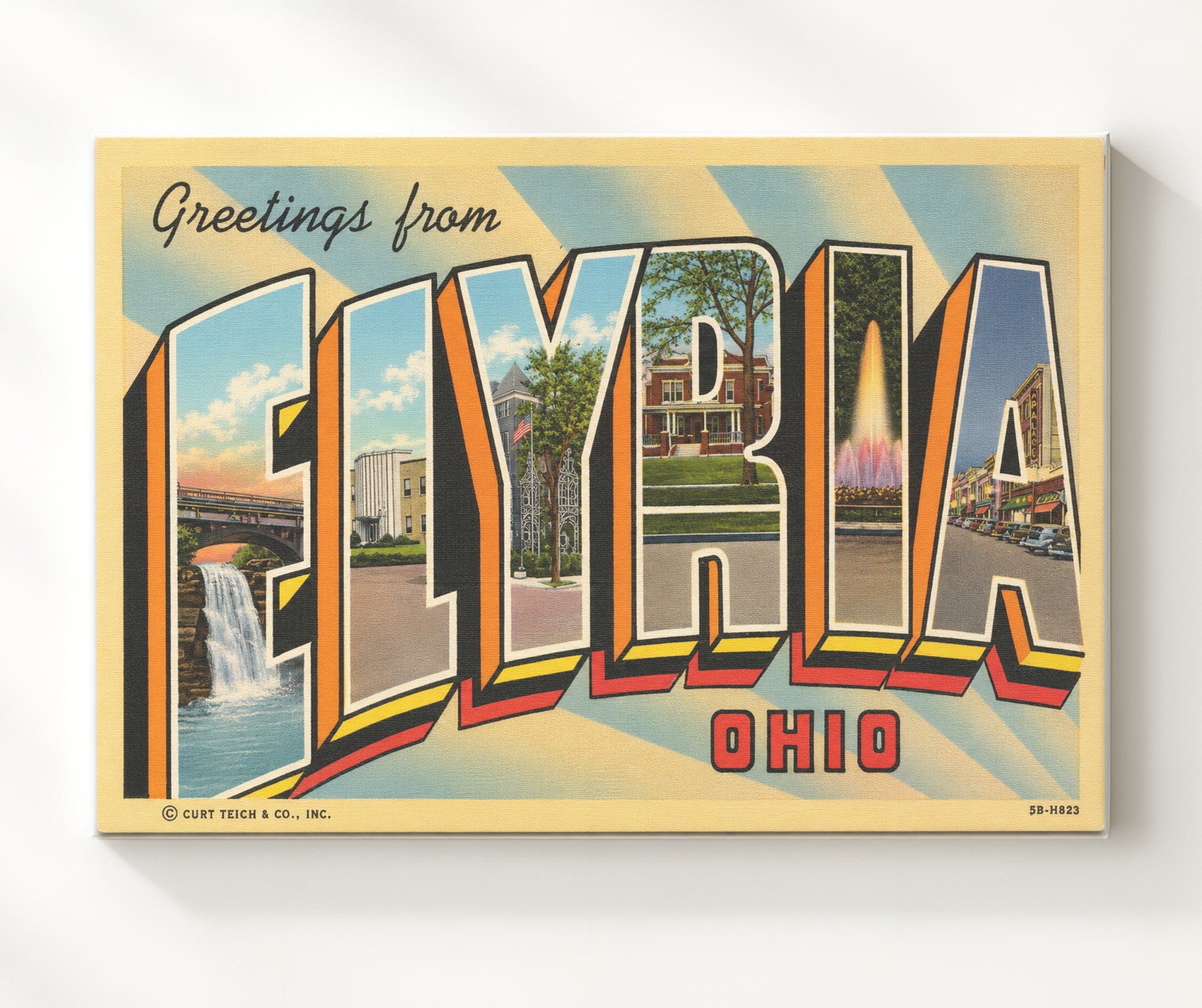 Elyria, Ohio Vintage Postcard - Vintage American Wall Art 16x20 Canvas Wall Art wall art print – canvas decor