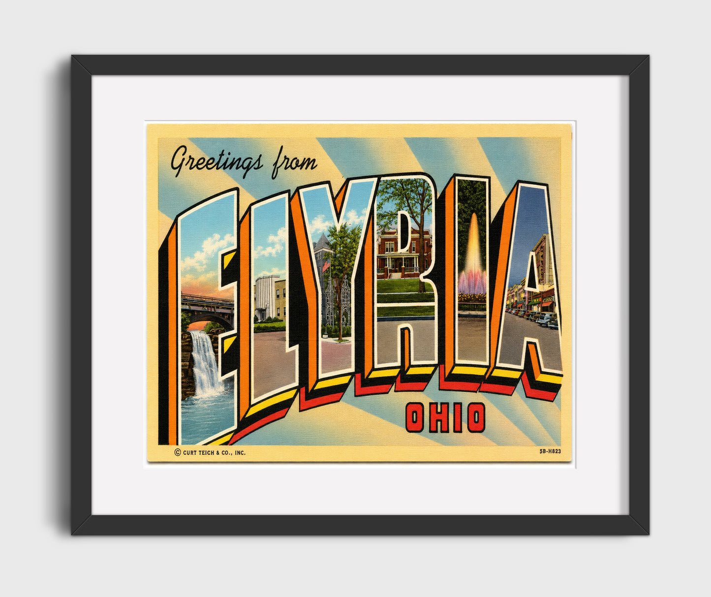Greetings from Elyria, Ohio 16x20 Gallery Frame vintage postcard wall art