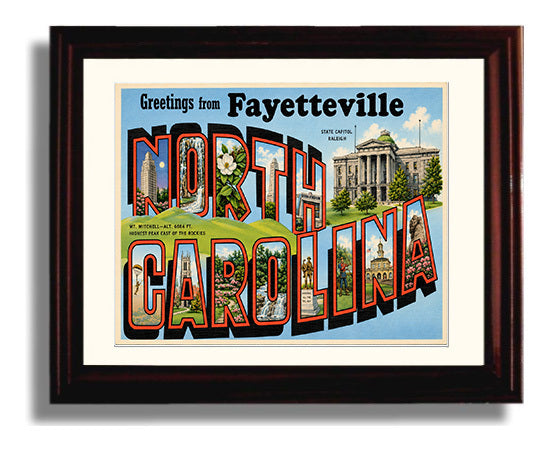 Fayetteville, North Carolina Vintage Postcard - Vintage American Wall Art Framed 8x10 Matted Beveled Frame wall art print – framed decor