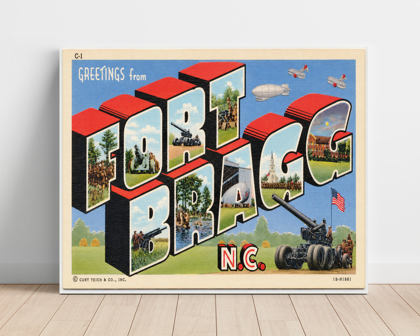 Fort Bragg, North Carolina Vintage Postcard - Vintage American Wall Art Unframed 8x10 in Plastic Sleeve wall art print – unframed decor
