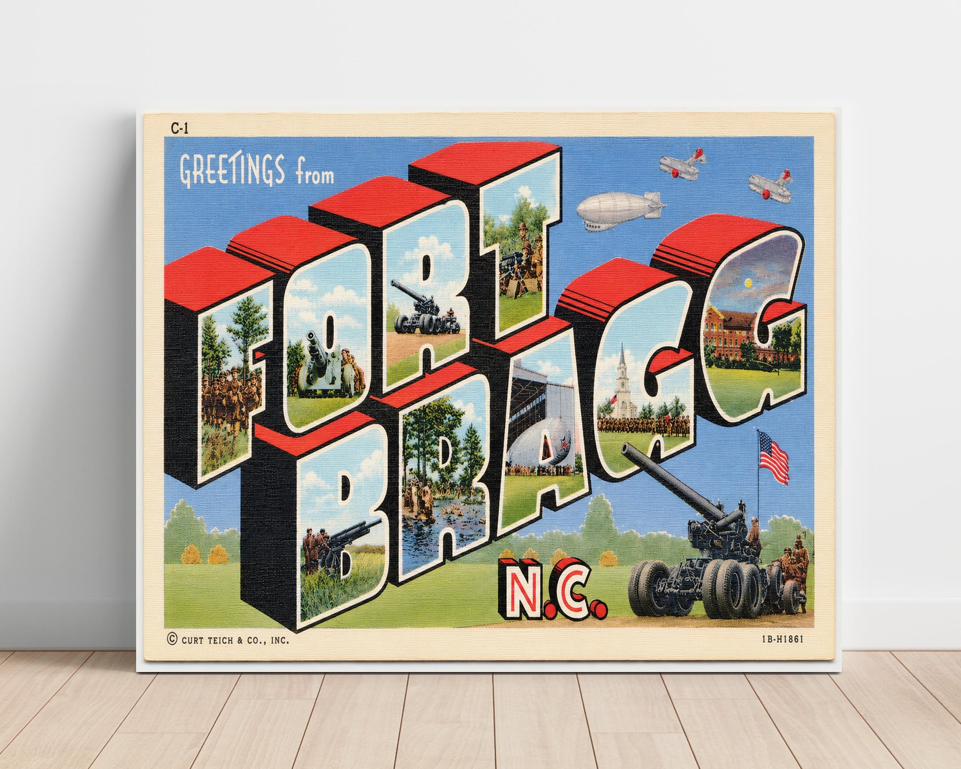 Fort Bragg, North Carolina Vintage Postcard - Vintage American Wall Art Unframed 8x10 in Plastic Sleeve wall art print – unframed decor