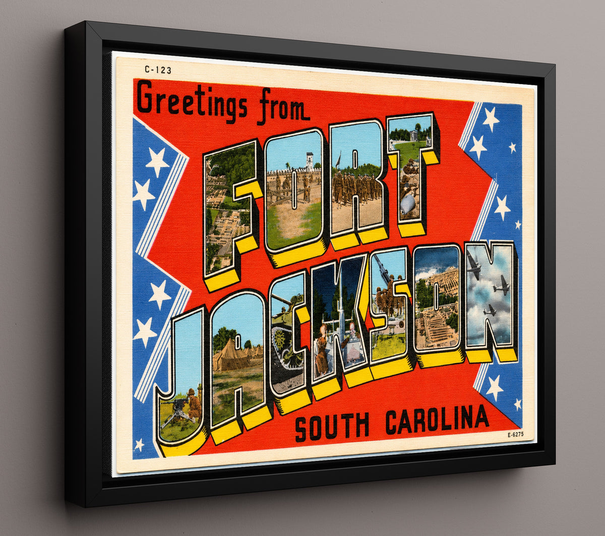 Greetings from Fort Jackson, South Carolina 8x10 Framed Canvas vintage postcard wall art