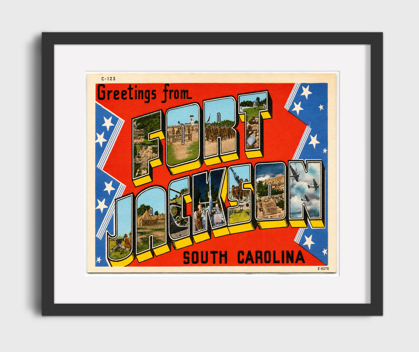 Fort Jackson, South Carolina Vintage Postcard - Vintage American Wall Art 16x20 Gallery Framed Artwork wall art print – framed decor