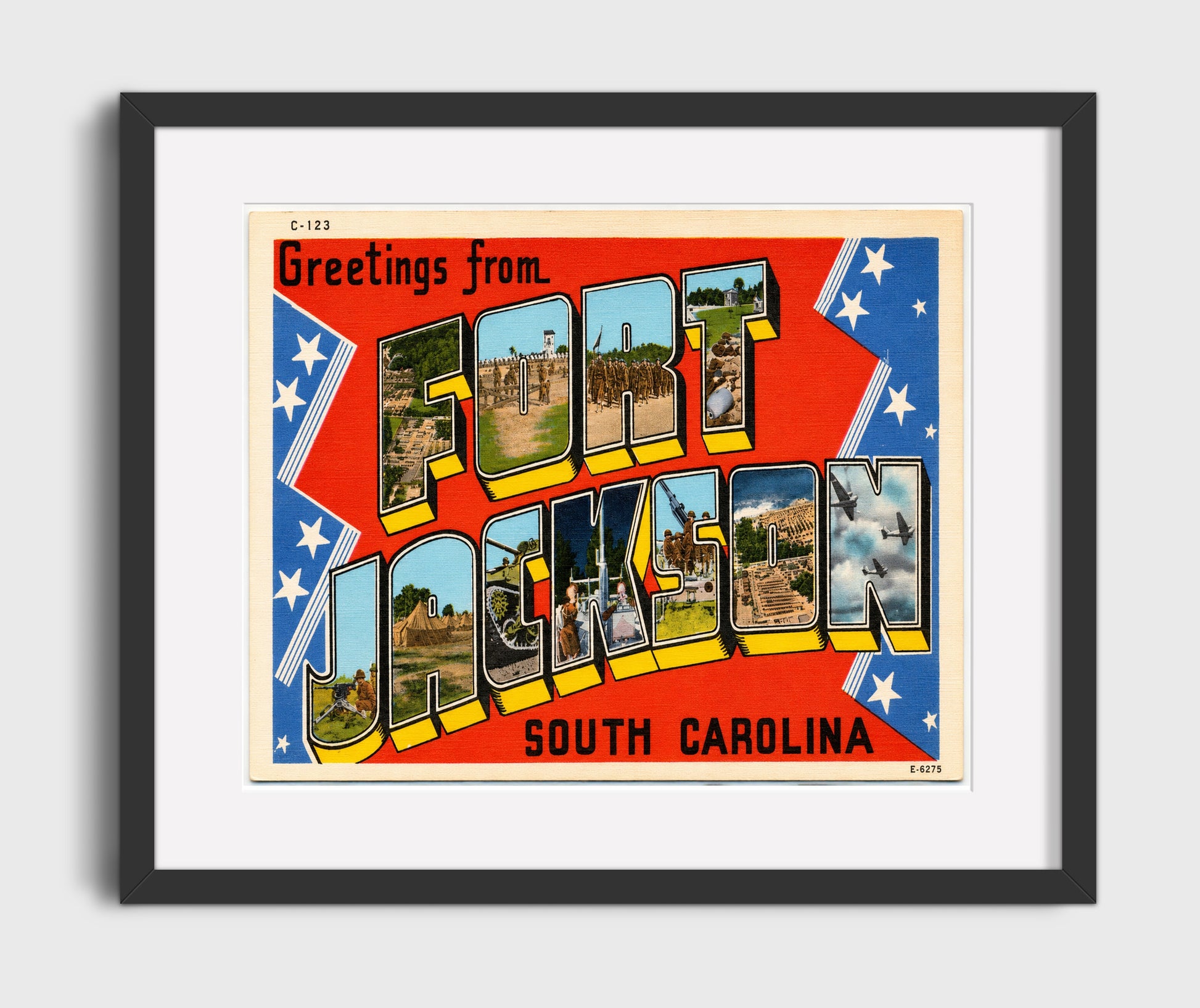 Fort Jackson, South Carolina Vintage Postcard - Vintage American Wall Art 16x20 Gallery Framed Artwork wall art print – framed decor