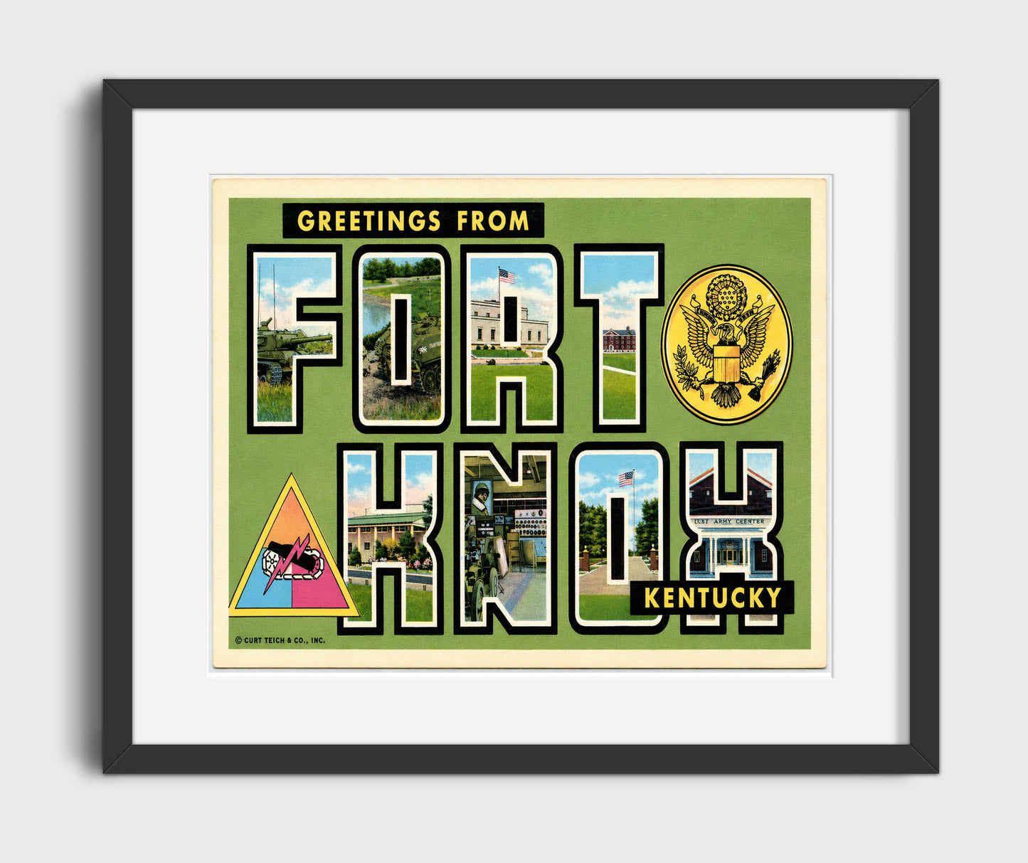 Fort Knox, Kentucky Vintage Postcard - Vintage American Wall Art 16x20 Gallery Framed Artwork wall art print – framed decor