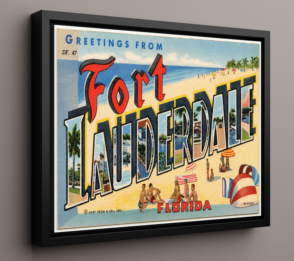Greetings from Fort Lauderdale, Florida 8x10 Framed Canvas vintage postcard wall art
