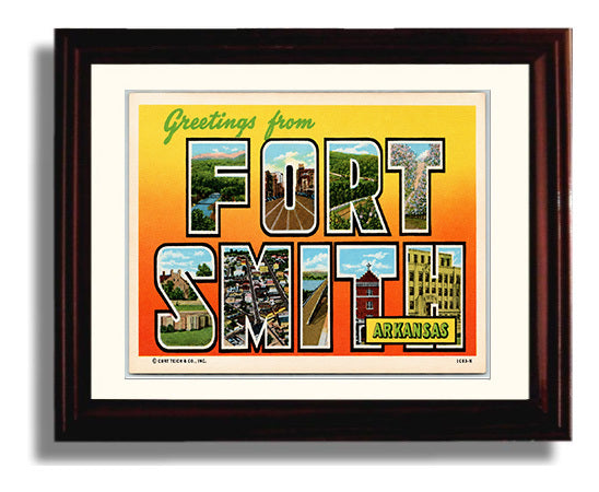 Greetings from Fort Smith, Arkansas 8x10 Beveled Frame vintage postcard wall art