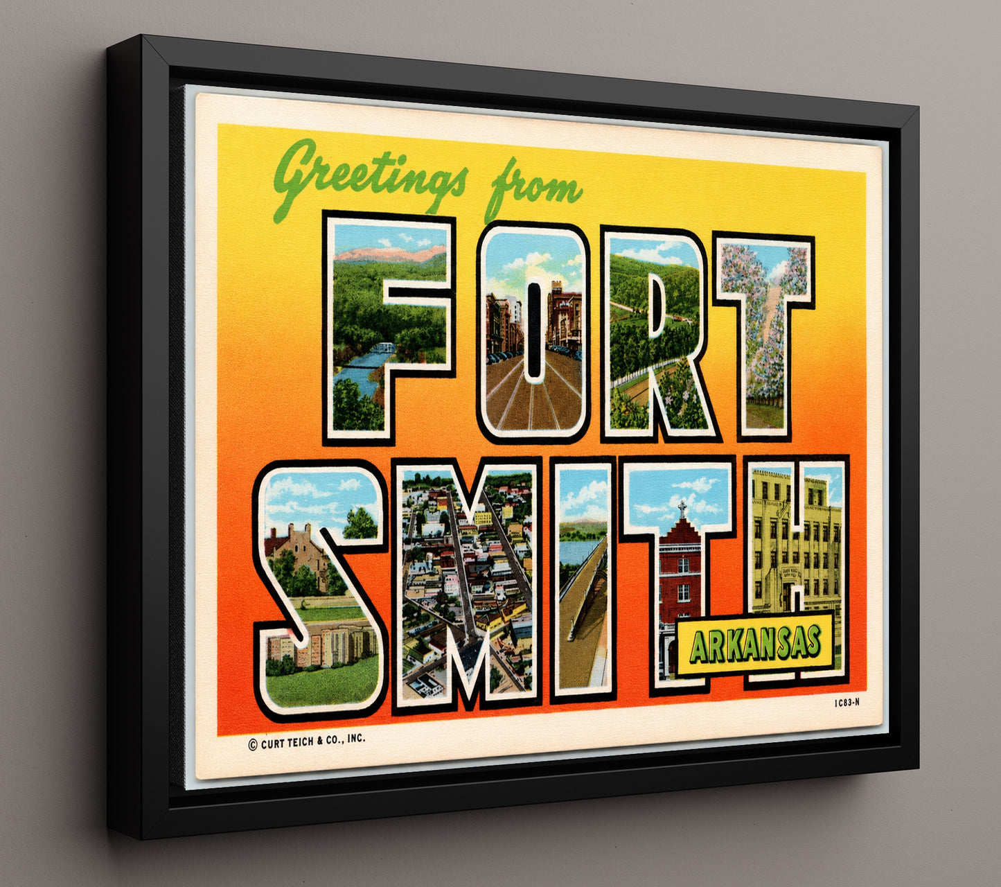 Greetings from Fort Smith, Arkansas 8x10 Framed Canvas vintage postcard wall art