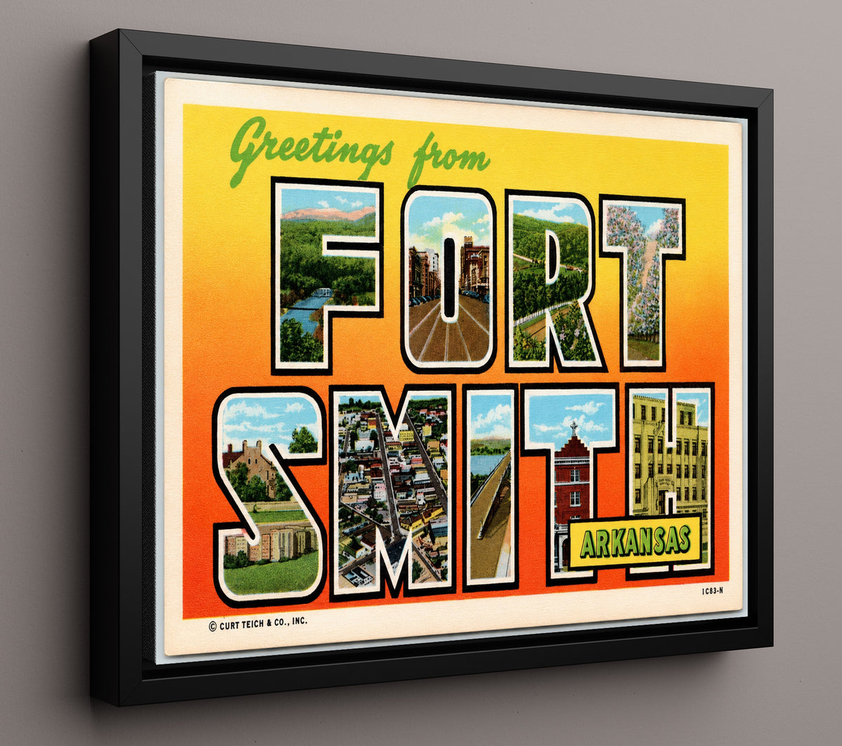 Greetings from Fort Smith, Arkansas 8x10 Framed Canvas vintage postcard wall art