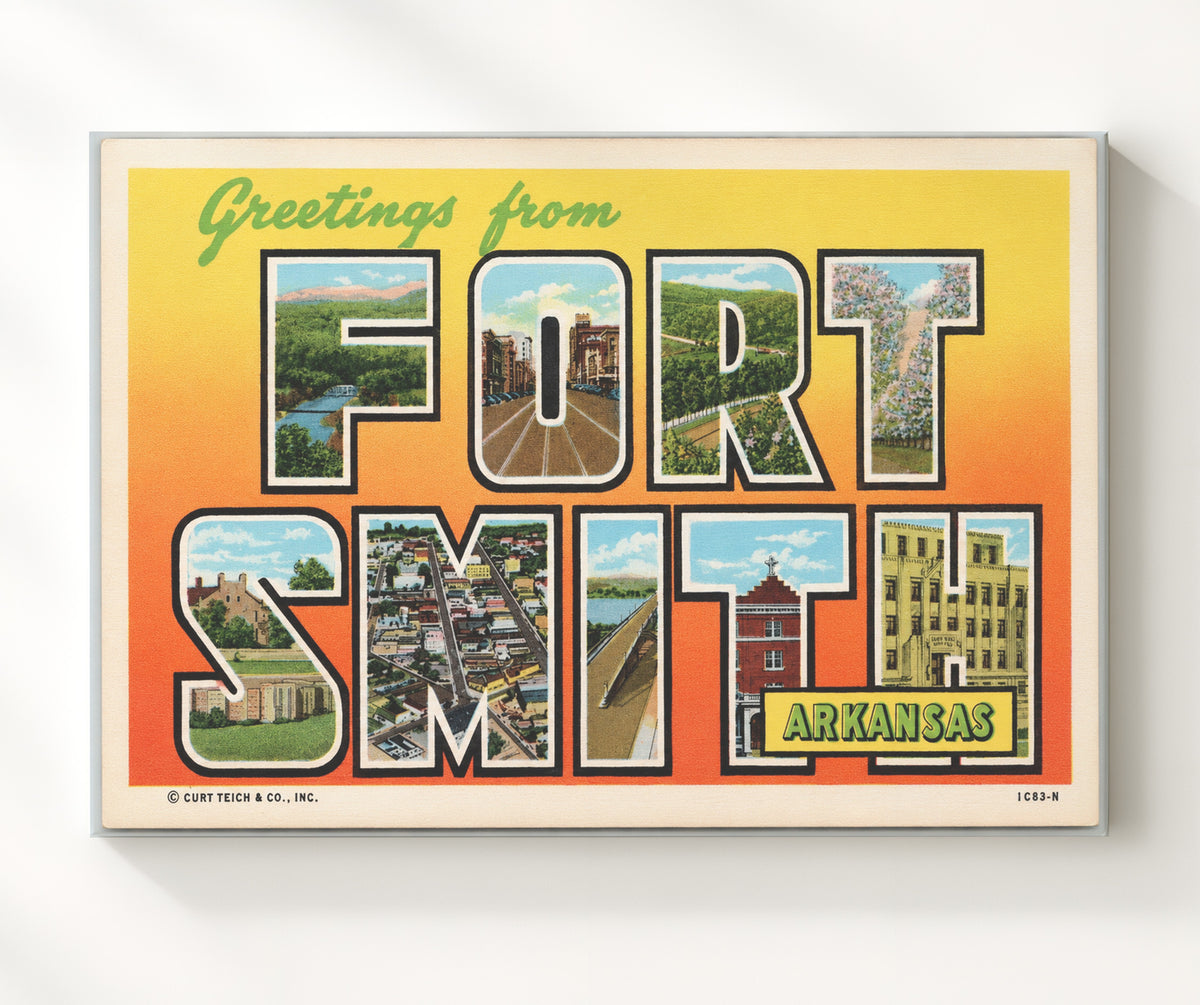 Greetings from Fort Smith, Arkansas 8x10 Canvas vintage postcard wall art