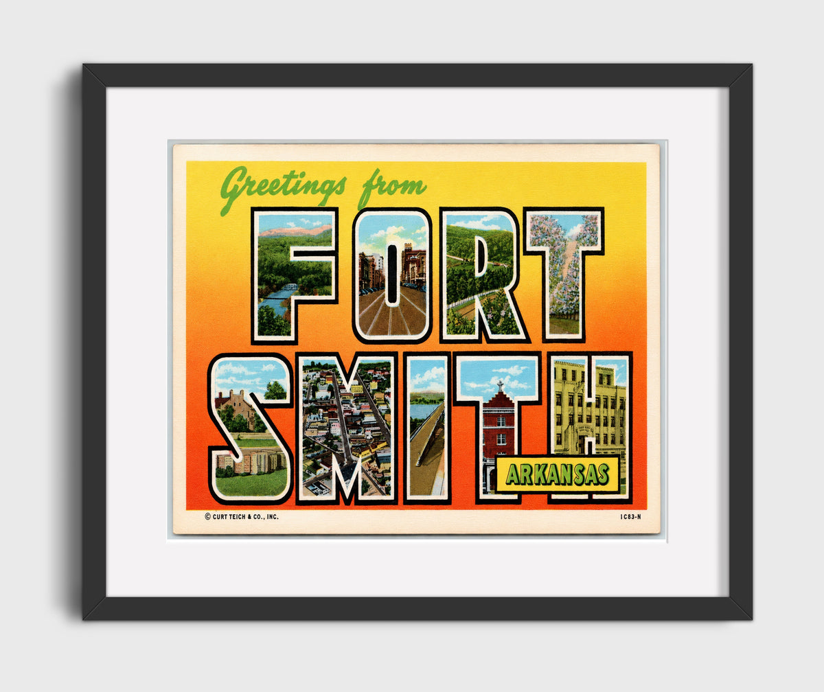 Greetings from Fort Smith, Arkansas 16x20 Gallery Frame vintage postcard wall art