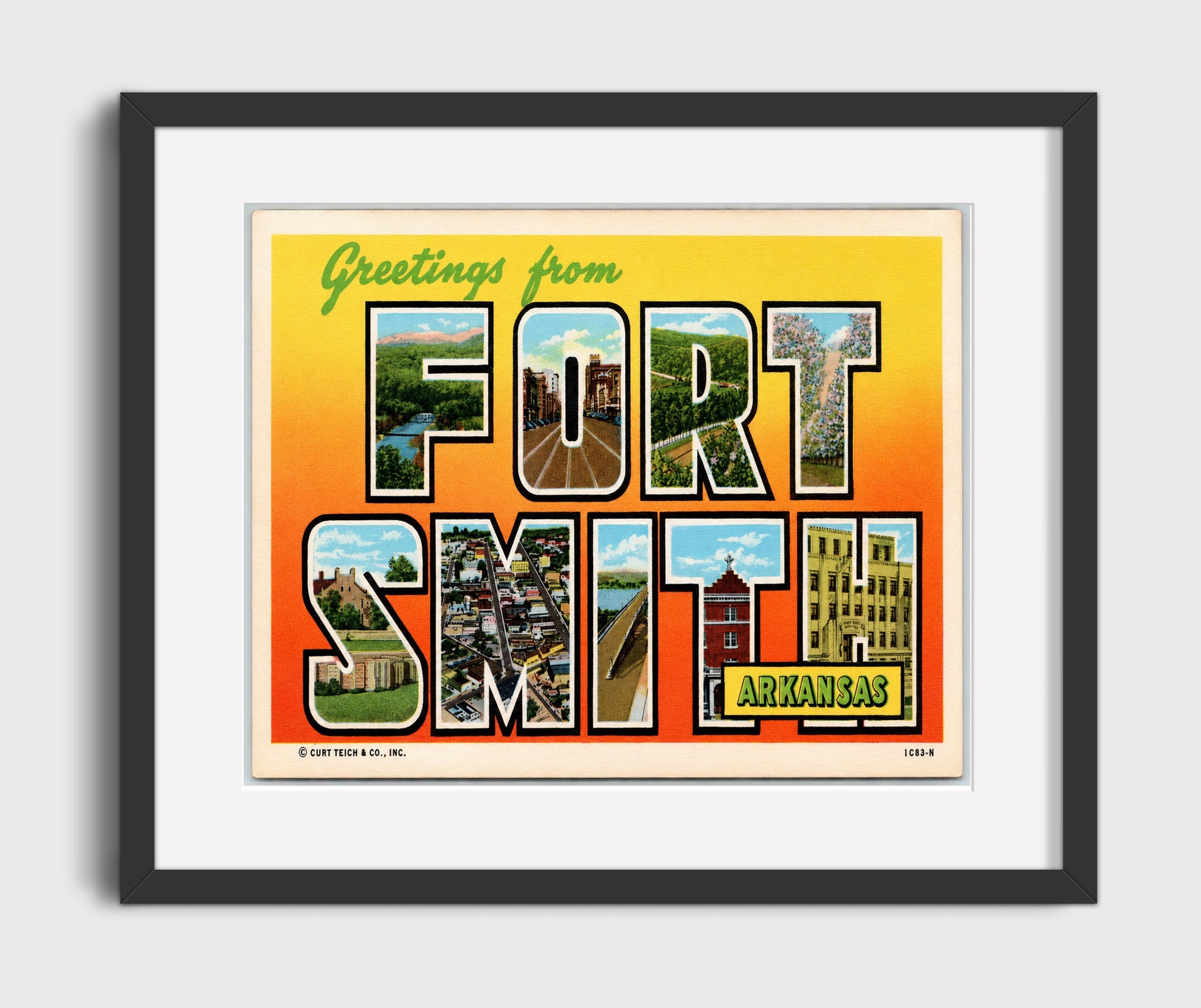Greetings from Fort Smith, Arkansas 16x20 Gallery Frame vintage postcard wall art