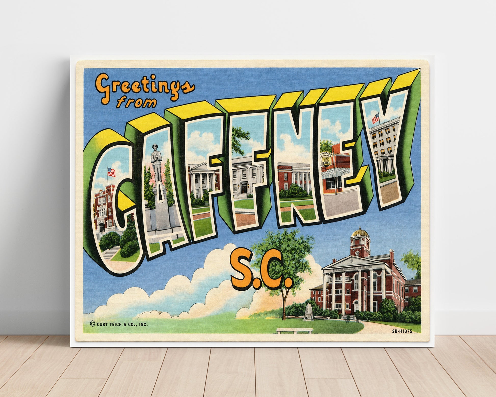 Gaffney, South Carolina Vintage Postcard - Vintage American Wall Art Unframed 8x10 in Plastic Sleeve wall art print – unframed decor